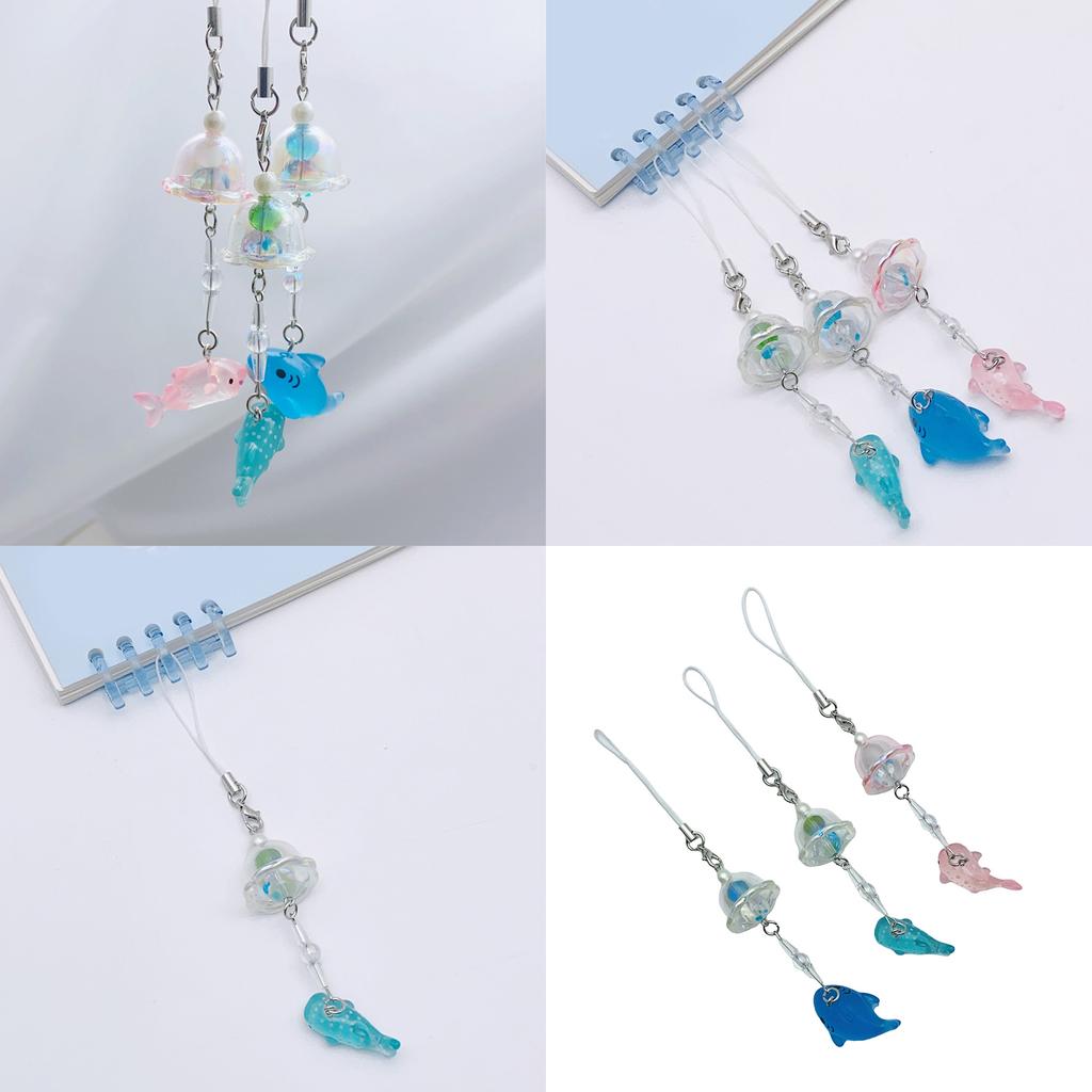 Quallen-Anhänger Schlüsselanhänger Delfin-Anhänger Schlüsselanhänger Kunstharz Perlen Schlüsselanhänger Accessoire Dekoratives Telefon Baumeln Ornament