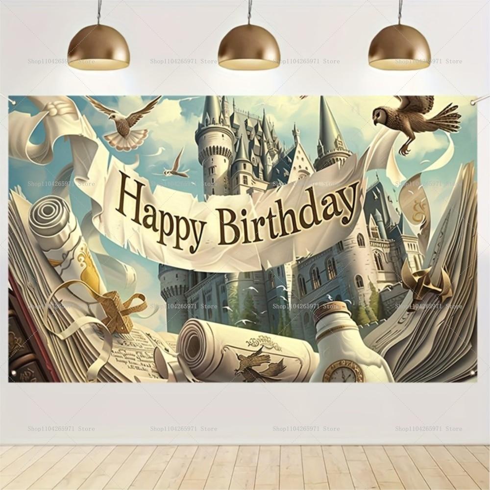 Hogwarts Magic Academy Theme Birthday Party Decoration Harry Potter Kids Gift Backdrop Baby Shower Supplies Photography Props