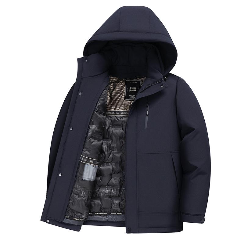 

Men s Hooded Winter Cotton Jacket with Removable Liner for Seniors 195 синій