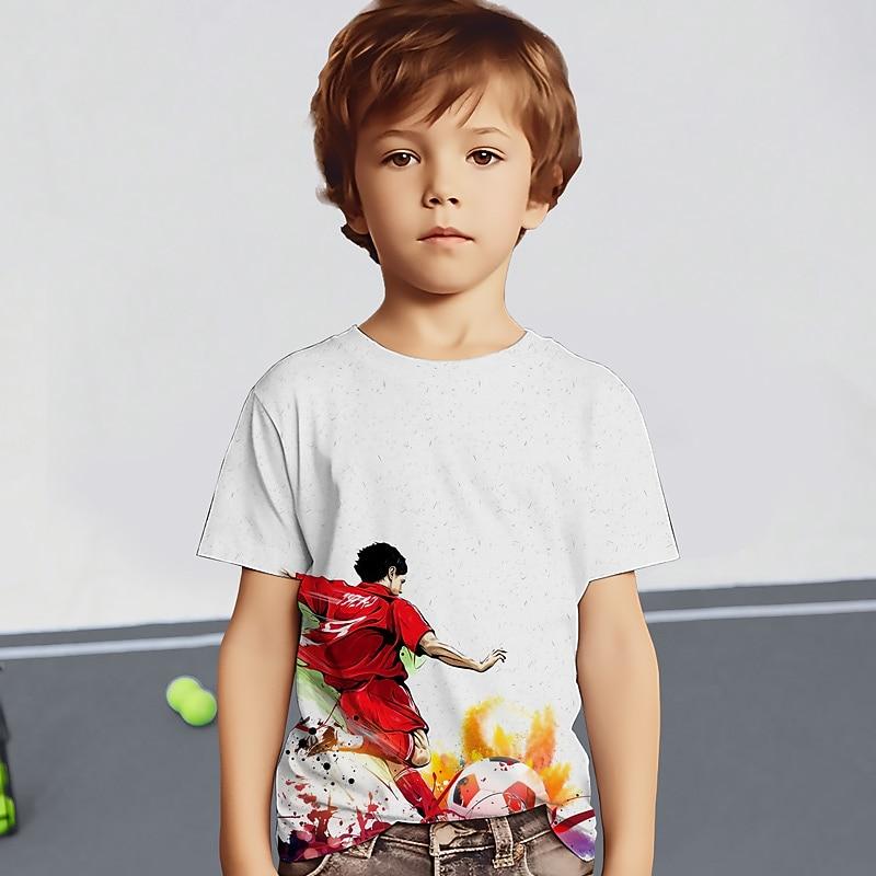 Boys 3D Graphic Football T Shirt Tee Short Sleeve 3D Print Summer Spring Active Sports Fashion Polyester