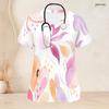Women Plus Size V Neck Short Sleeve Printed Nurse Scrub Top With Front Pockets