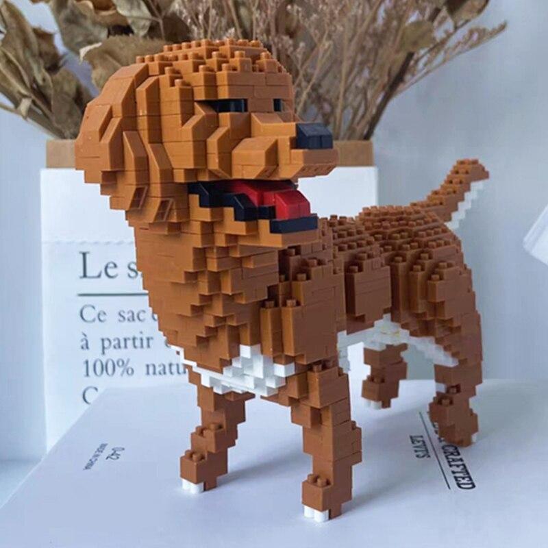 18243 Tierwelt Golden Retriever Hund Stand Haustier Puppe Modell Mini Diamant Blöcke Ziegel Gebäude Spielzeug für Kinder keine Box