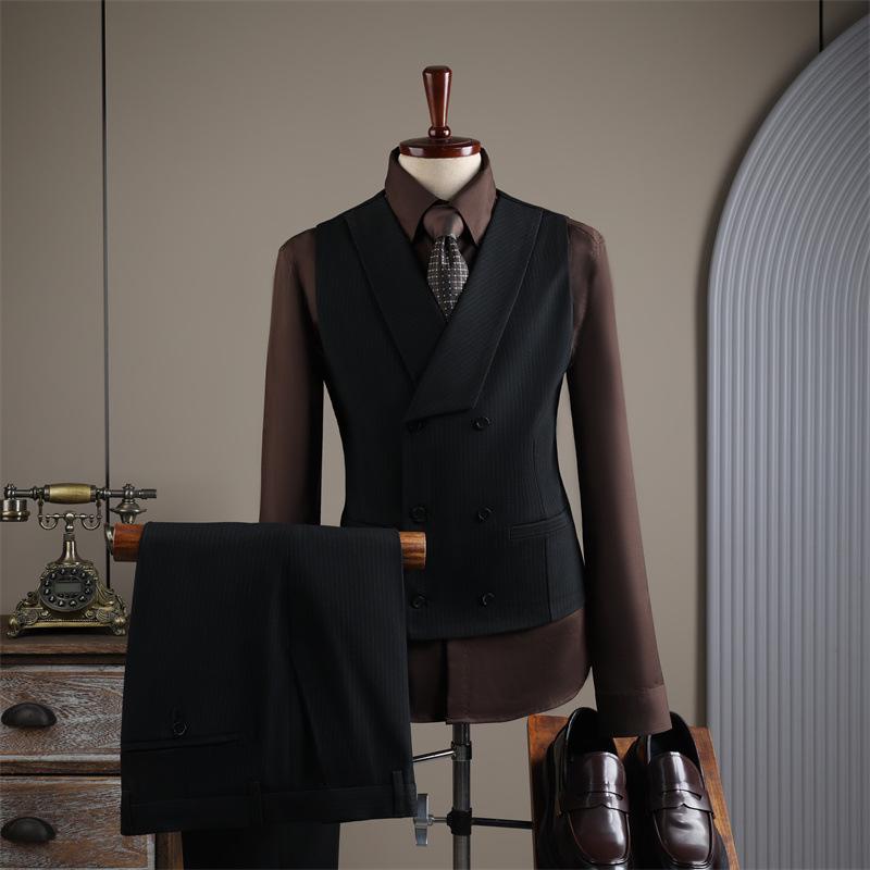 Plus Size Men's Striped Business Casual Wedding & Formal Suit Set