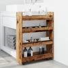 Narrow Storage Trolley 4 Tier Rustic Wood Effect Engineered Wood