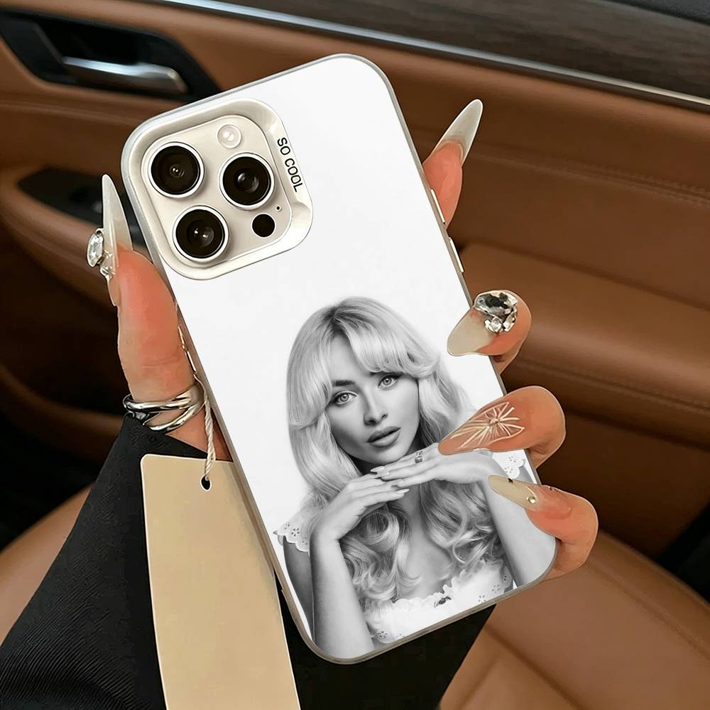 Coque de téléphone Singer S-Sabrina C-Carpenter Pour iPhone 17,16,15,14,13,12,11 Plus,Pro Max,XS,Blanc Argenté coque de téléphone