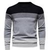 Men's Striped Knit Pullover Sweater - Youth Style, Round Neck, Spring/Autumn Wear