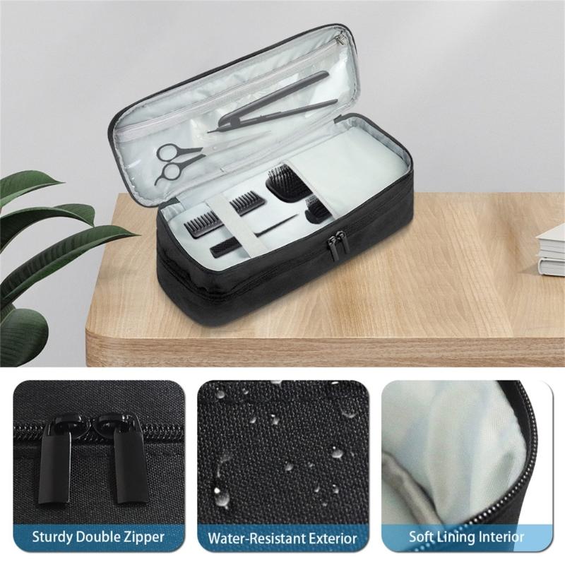 Double-layer Hair Dryer Carrying Case Portable Travel Storage Bag Universal Zipper Organizer Bag for Hair Curler Tools