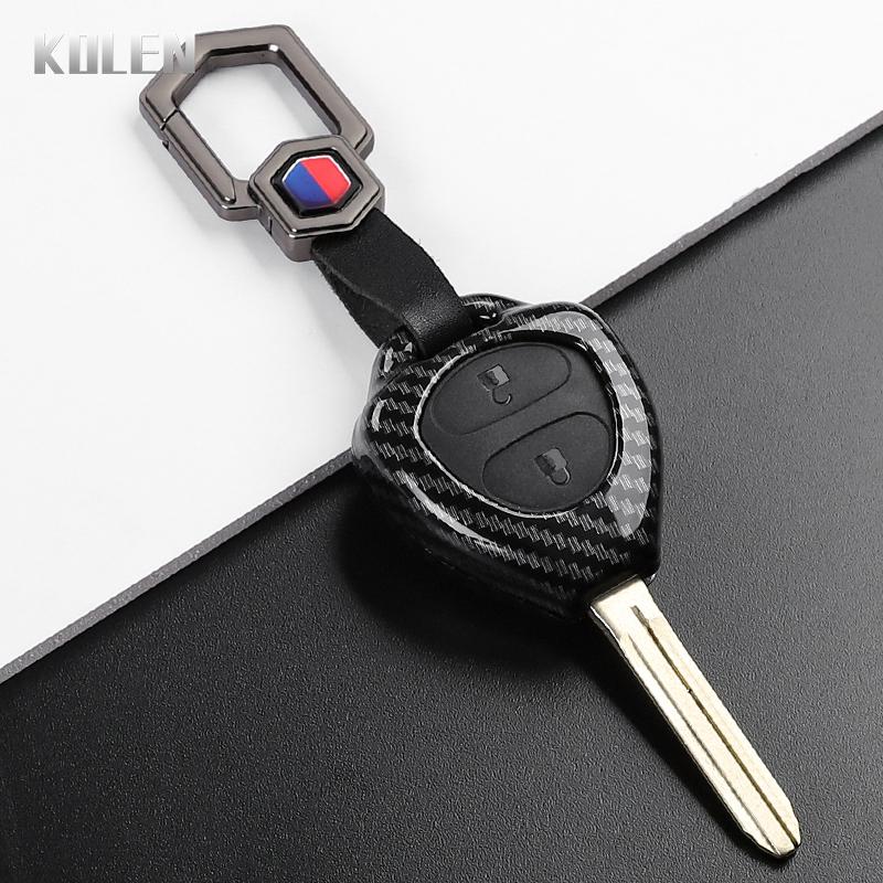 Abs Carbon Fiber Style Car Key Case Cover For Toyota Camry Avalon Corolla Matrix Rav4 Venza Yaris Replacement Protector Keychain