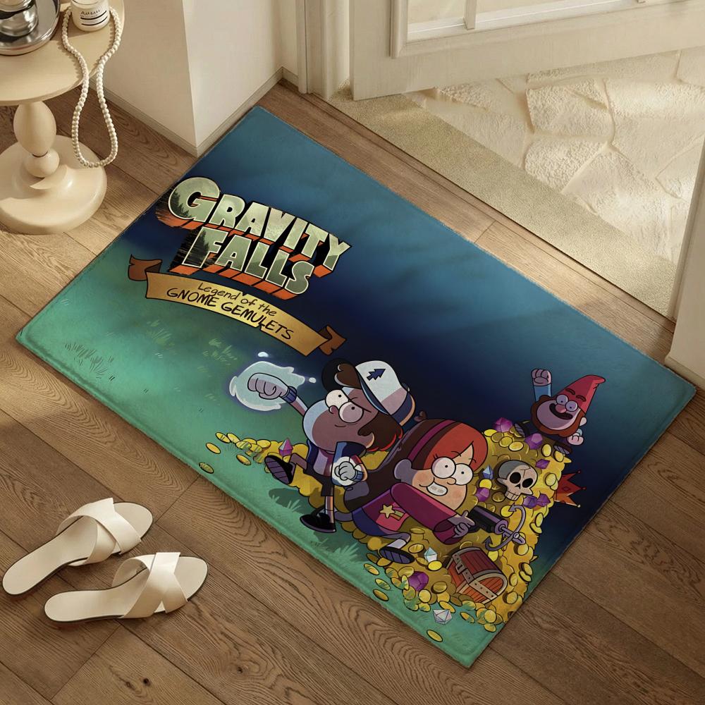 G-gravity F-falls Anime Floor Mat Thickened Soft Flannel Mat Non-Slip Absorbent for Living Room Home Decor