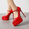 White High Heels Pumps Shoes Woman Platform Elegant 2025 Ankle Strap Black Red Heeled Dress Pumps Party Wedding Shoes Ladies