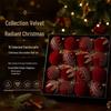 Wine Red Velvet Rhinestone Christmas Ball Pendant Set