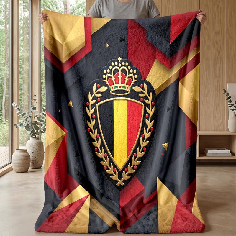 Belgium Football Printed Flannel Blanket Skin Friendly Warm Decorative Throw for Indoor Couch Bed Daily Use