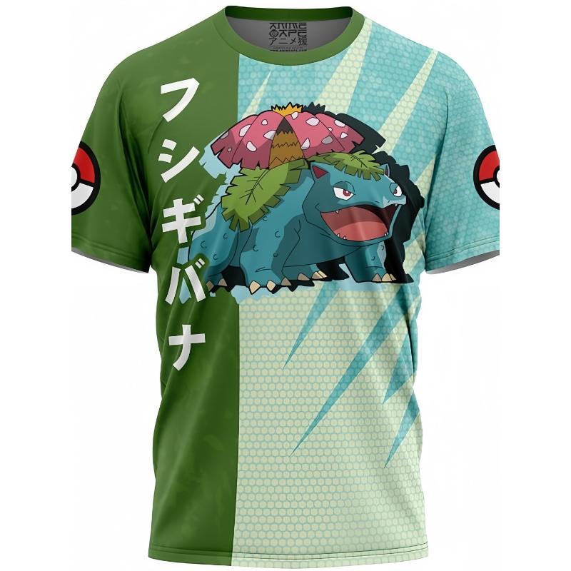 T-shirt Summertime Child Woman Man Printing Short Sleeves Japanese Anime Magical Pet Genie Pattern