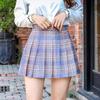 2025 New High-Waisted Pleated A-Line Black Plaid Skirt for Women - Versatile College Style for All Seasons