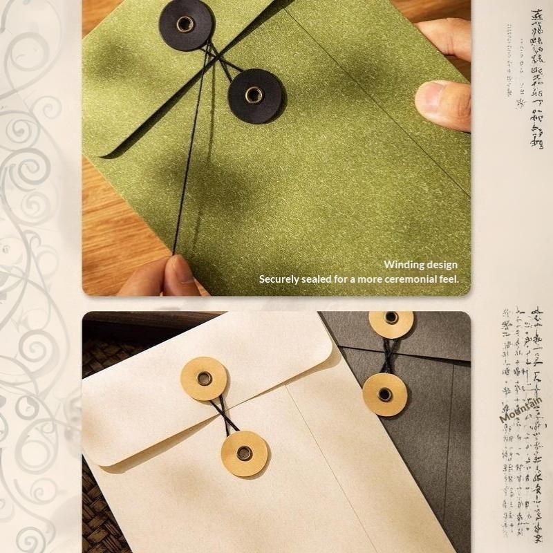 A5 Kraft Paper Vintage String Tie Envelopes Tear Resistant for Bridal Shower Invitation Card Small Gift Packaging
