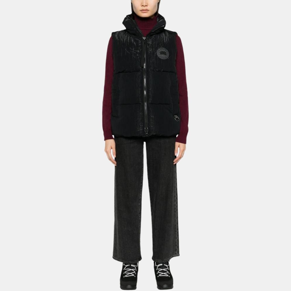 Canada Goose Langford Series FW23 Black Label Windproof Waterproof Insulated Logo Patch Stand Collar Zip Sleeveless Vest Women vests 2616MB1-61