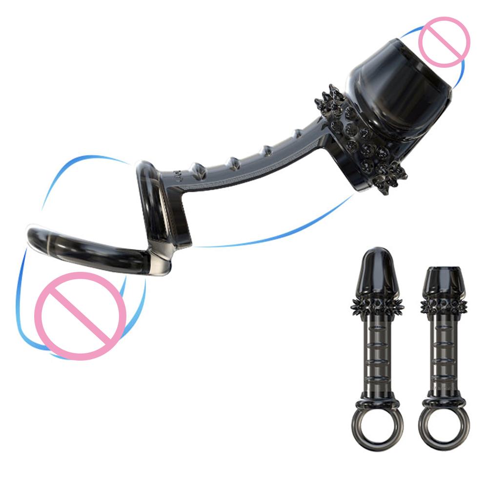 Male Penis Extender Delay Ejaculation Sex Toy Reusable Penis Sleeve Silicone Cover Enlargement Sex Toys For Men Semen Lock Ring