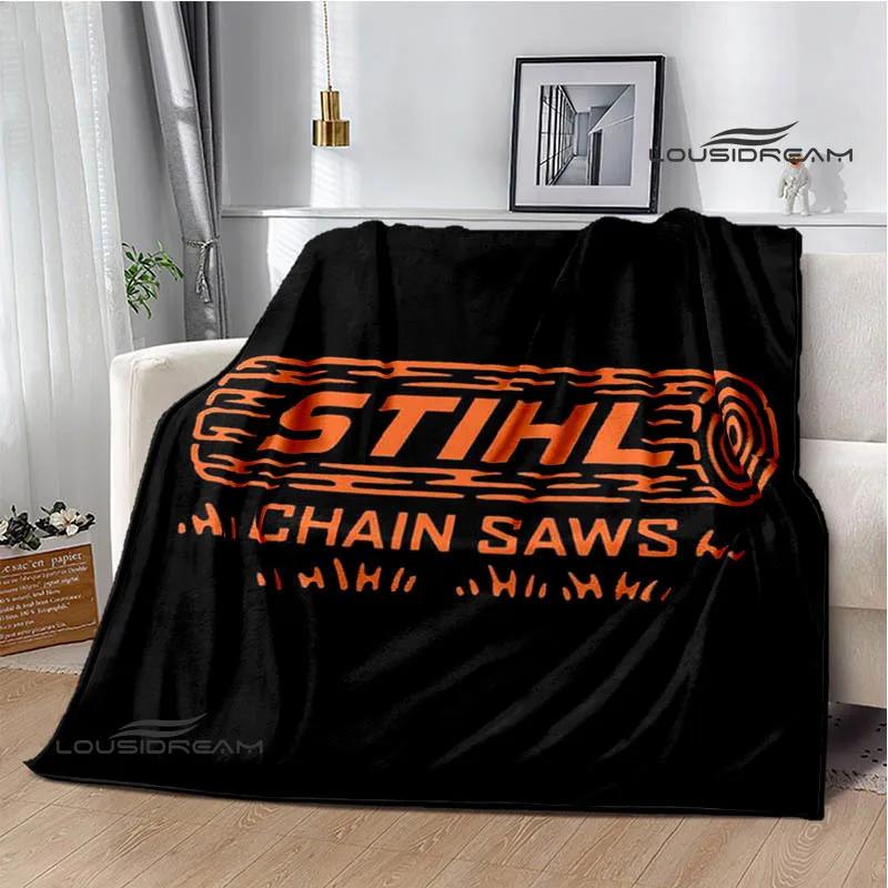 3D logo Stihl tištěné deky piknikové deky Teplá flanelová deka Měkká a pohodlná deka Potahy na postel do domácnosti Dárek k narozeninám