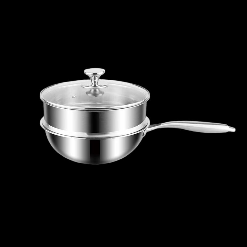 30см Вок из нержавеющей стали с антипригарным покрытием, крышкой и пароваркой