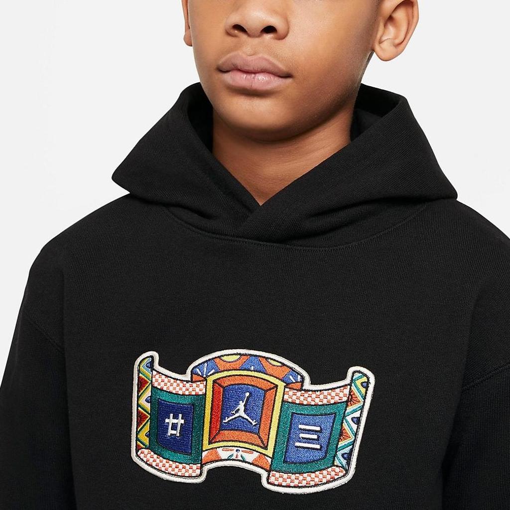 Jordan Logo Print Hoodie Kids Tops Black DJ5659-010
