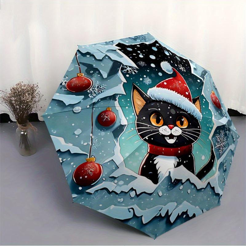 1pc Christmas Cat Automatic Open/Close Umbrella, Portable Folding umbrella for Everyday Use yy250826040