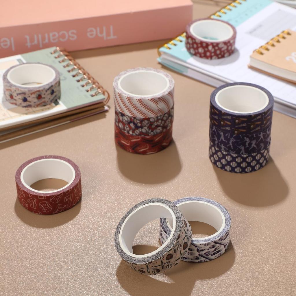 Ciieeo Baseball Masking Stylish Decorative Tape for Wrapping and Gift Wrapping Tape, Wide, Cute, Sports, Baseballs, Stickers, Paper, Stationery,
