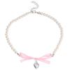 Elegant Heart Bowknot Pearl Pendant Necklace for Women Sweet Versatile Choker Charm Necklaces Fashion Jewelry Gift