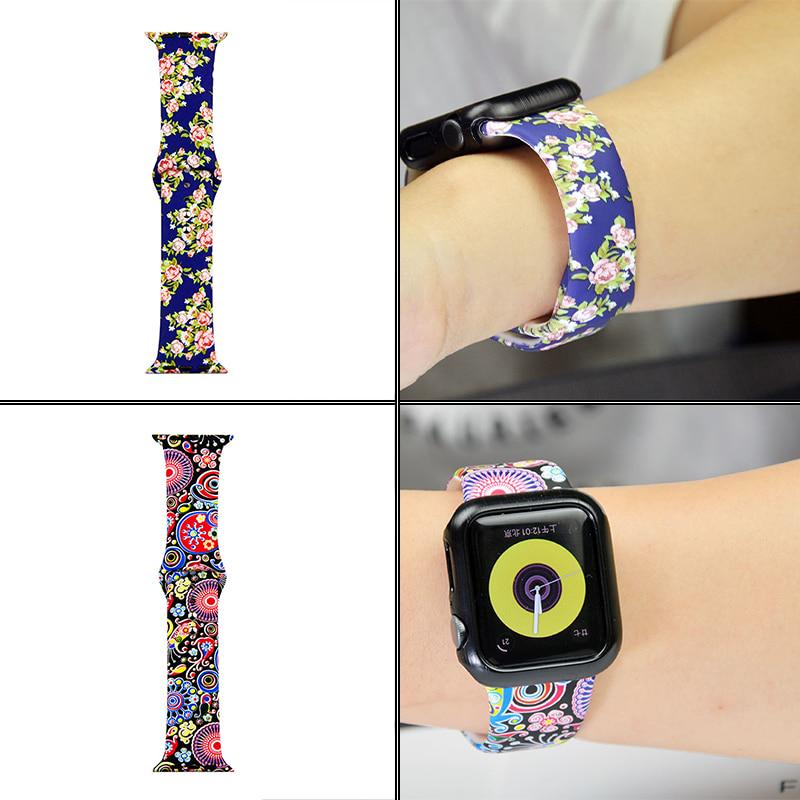 Měkký silikonový řemínek pro řemínek Apple Watch 5 4 40mm 44mm řemínek se sportovním potiskem pro řemínky řady iWatch 3 2 1 náramek 38mm 42mm