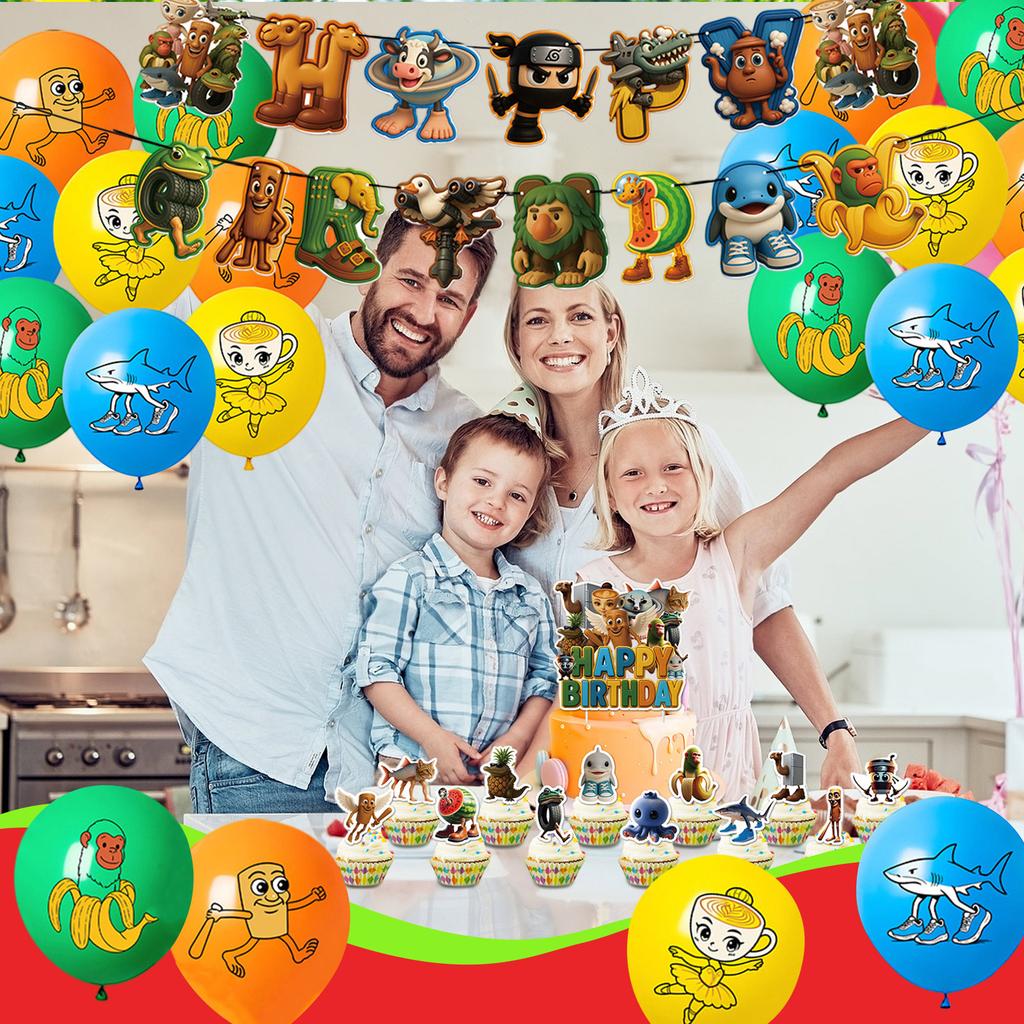 Theme Birthday Party Decoration Children's Birthday Flag Cake Inserted Pendant Party Layout