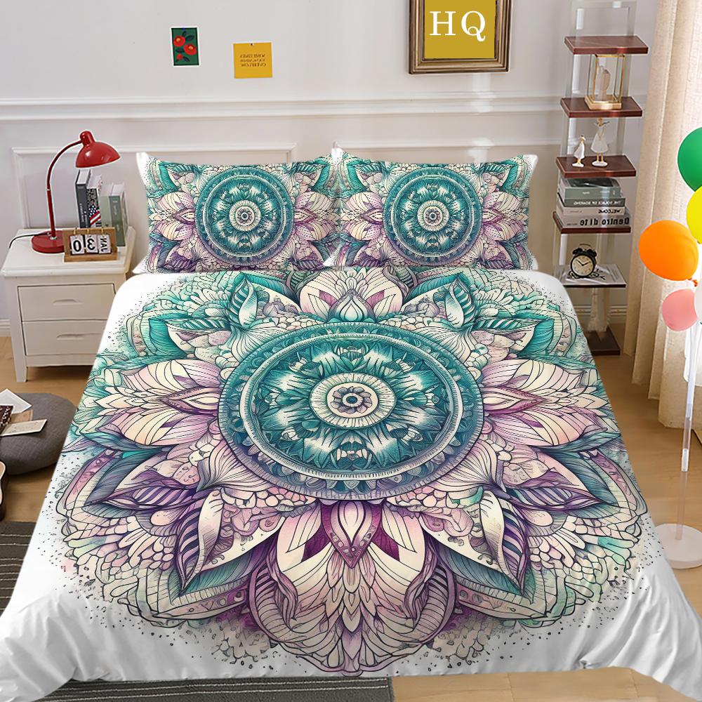 Módní sada povlaků na přikrývku Špičkové designové dekorace do ložnice 3D povlečení na polštář s potiskem mandaly