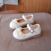 Spring New Girls Princess Lace Flats Shoes Kids Bow Round Toe Leather Retro Toddler Non Slip Dress Shoes for Party