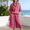 Two Piece Sweatsuit for Women Casual Half Zipper Short Sleeve Tops And Shorts Tracksuits Summer Lounge Outfits with Pockets