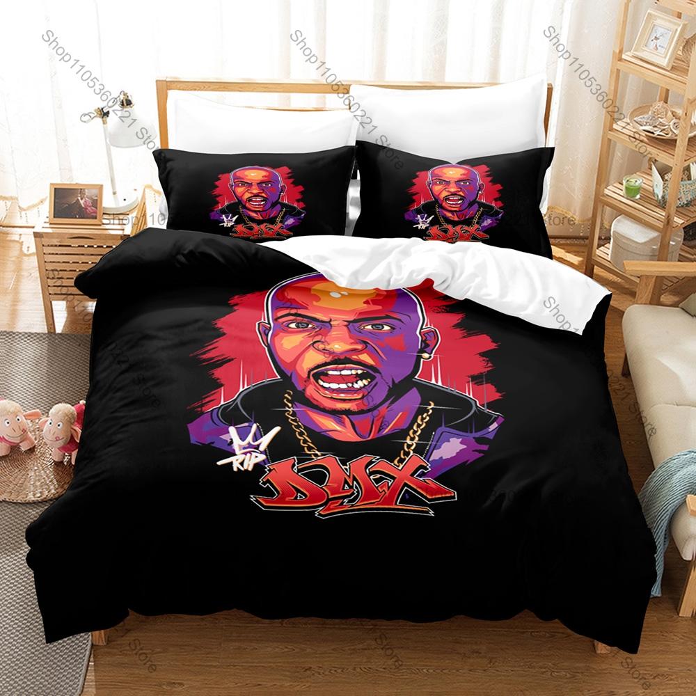 RIP DMX Duvet Cover + 2 Pillowcases, Hip Hop Legend Memorial Print Bedding Set Fans Unique Memorial Design Bedroom Bedding Set