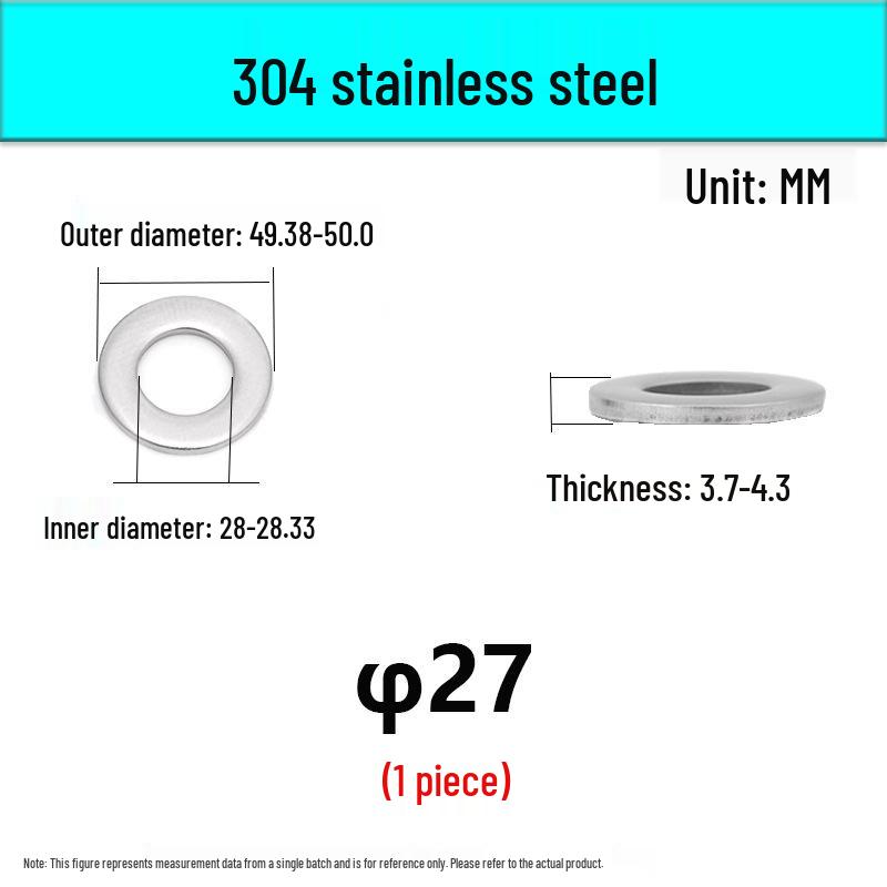 Stainless Steel 304/316 Flat Washers, M1.6-M48 Standard Sizes