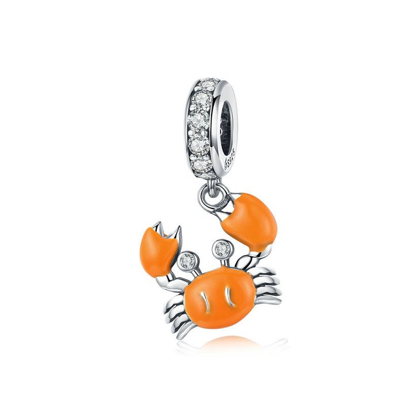 Argento 925 Fascino Conchiglia Blu Perla Marina Animale Tartaruga Stella Marina Ciondolo Adatto Bracciale Collana Gioielli Fai da Te
