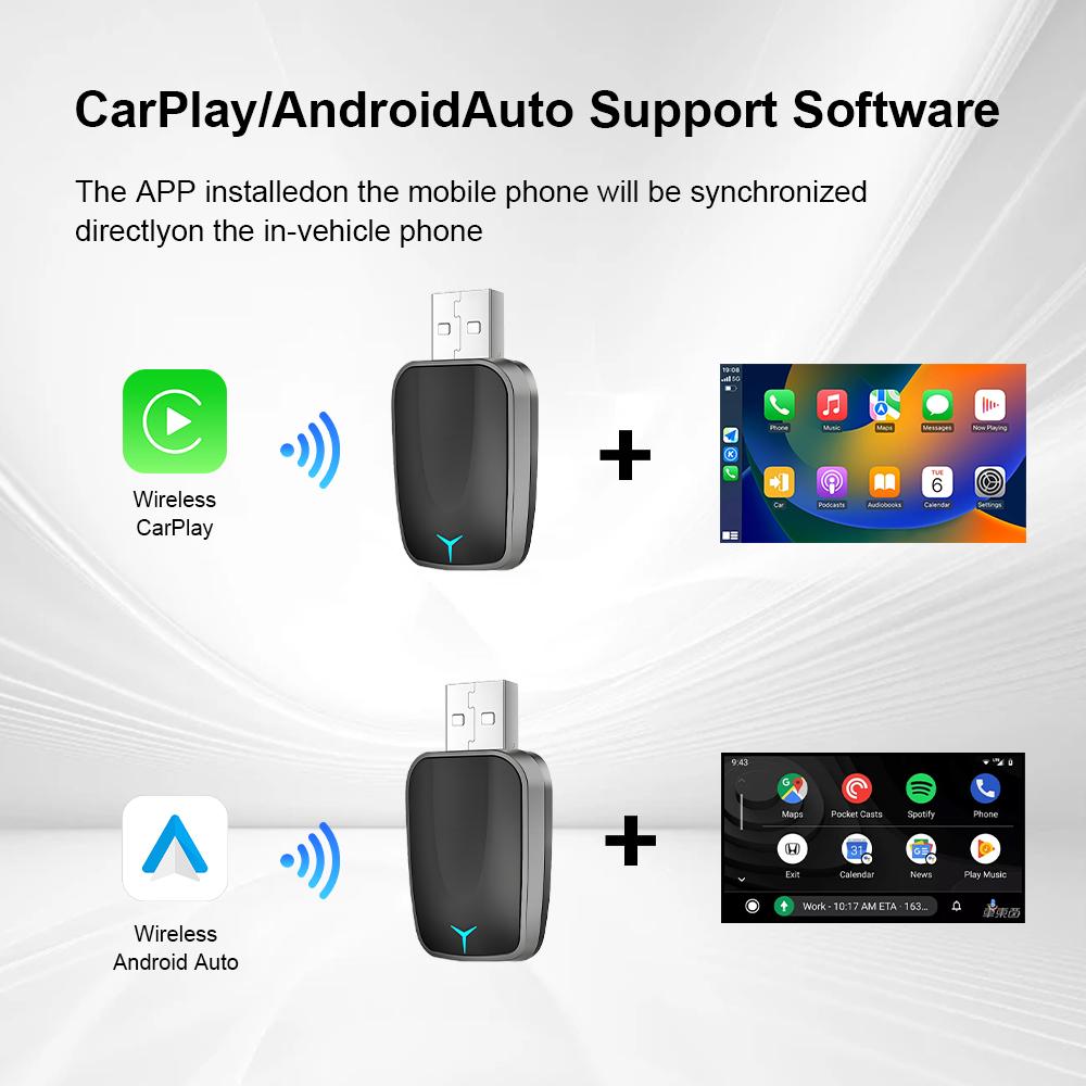M34 2 in 1 AI Box Wireless Car Adapter for Upgrading Wired CarPlay/Android Auto to Wireless Compatible With Built-in CarPlay/Android Auto Vehicles