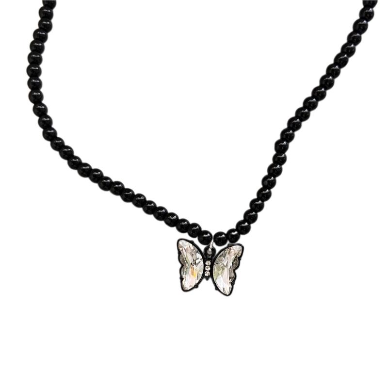 

Butterfly Pendant Necklace Vintage Neck Jewelry Earrings Adjustable Length Neckalce Acrylic Material for Women and Girls 1