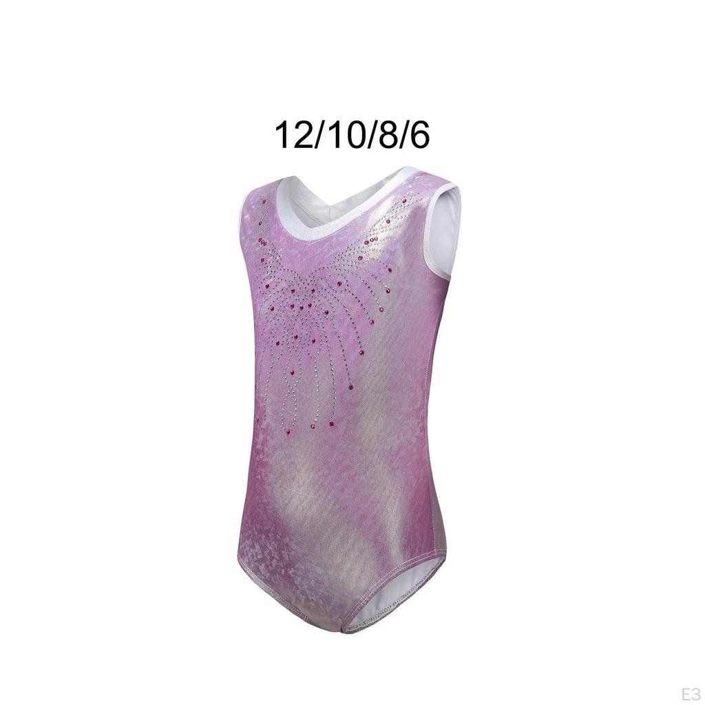 Girls Gymnastics Leotards Shiny Leotard Costume Sleeveless Athletic Acrobatic