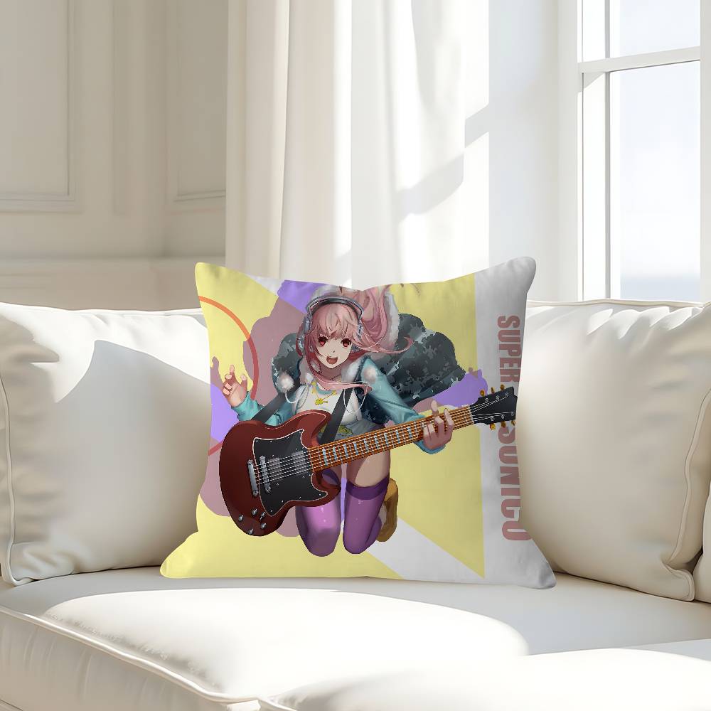 

Anime Super Sonico Pillow Case Removable Washable Cushion Cover – All-Season Soft Linen 16x16Inch