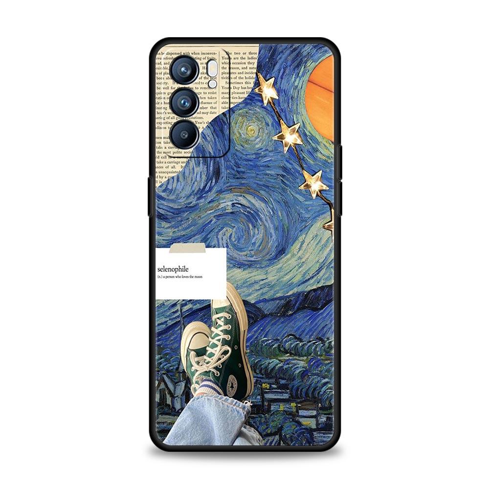 Starry sky van gogh art Phone Case For Oppo Reno8 Reno7 Reno6 Pro A54 5G Find X6 X5 A53 A52 A9 A15 A95 A17 A16 A74 A57 A31 Cover
