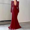 Europe Beautiful Woman Banquet Long Sleeve Temperament Socialites Annual Meeting Host Aura Queen Sequined Evening Dress
