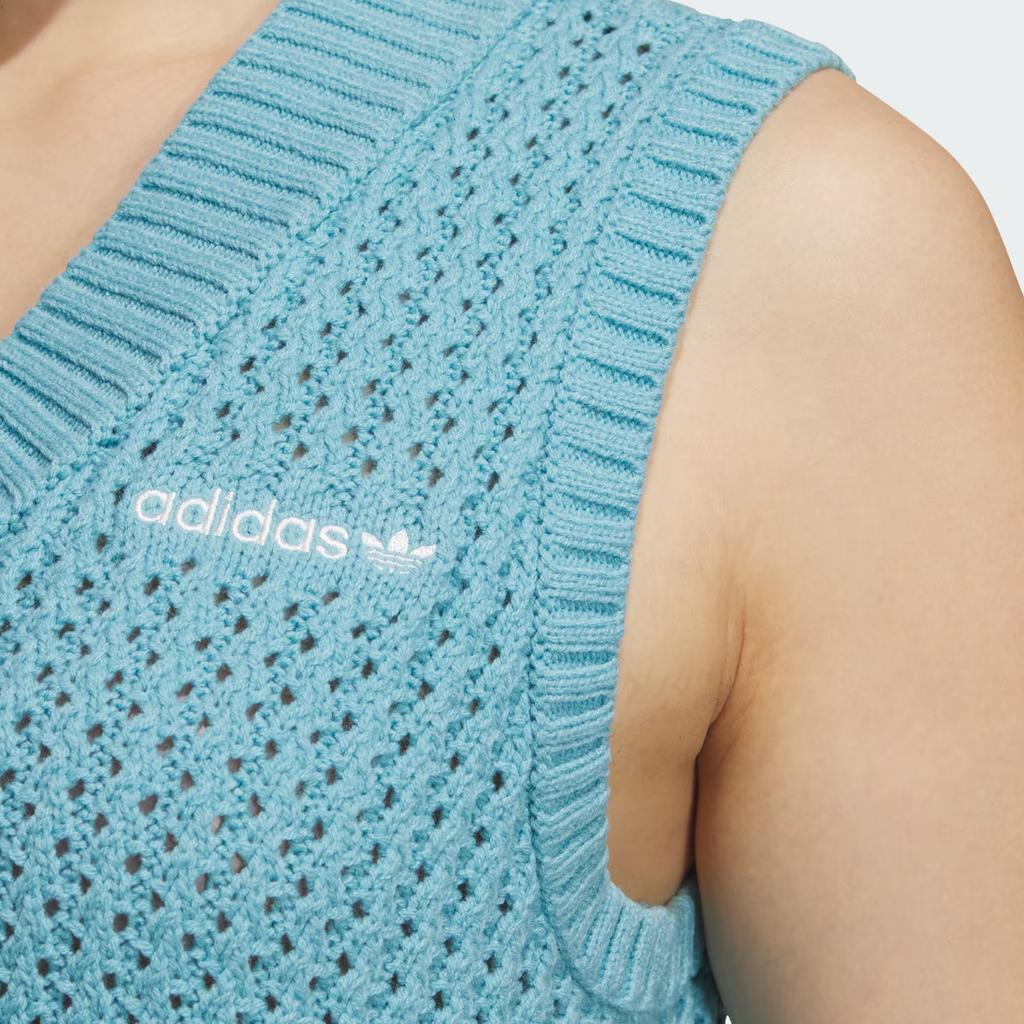 Adidas Originals Adicolor 24 Autumn Winter Collection Striped Fashion Comfortable Soft Vest Women Tops Old-Blue JD5803