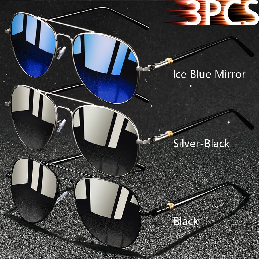 1PCS Vintage Ellipse Metal Frame Pilot Sunglasses Men Women UV400 Night Vision Fishing Driving Eyewear