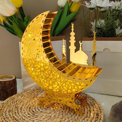 Decoração de Ramadã, luminárias de mesa, decorações, acrílico, artesanato Eid, lâmpadas Al-fitr, quarto
