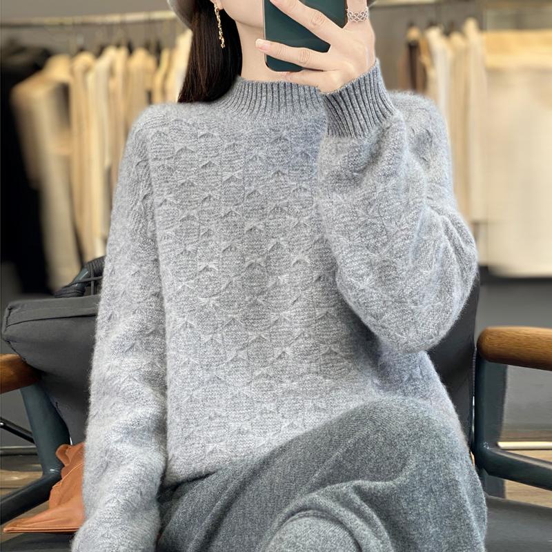 Women Sweater 100% Wool MODERN NEW SAGA Turtleneck Knit Pullover Thick Winter Jumpers Female Knit Tops