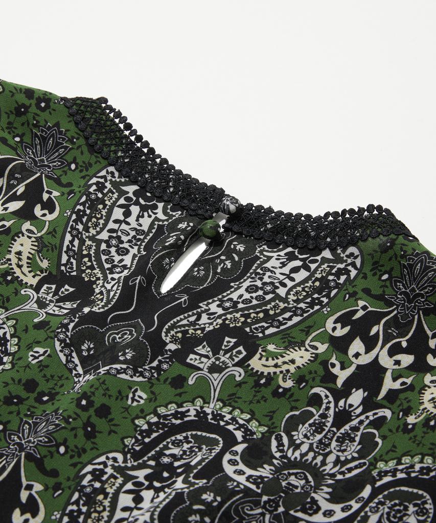Penfield Pattern Lace Detail Dress Green_Fs2Ws80F