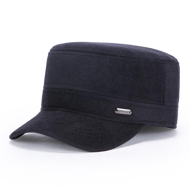 

Мужская шляпа-федора, теплая шапка для среднего и пожилого возраста, осенне-зимняя, шляпа папы, толстая шапка с защитой ушей темно-синий