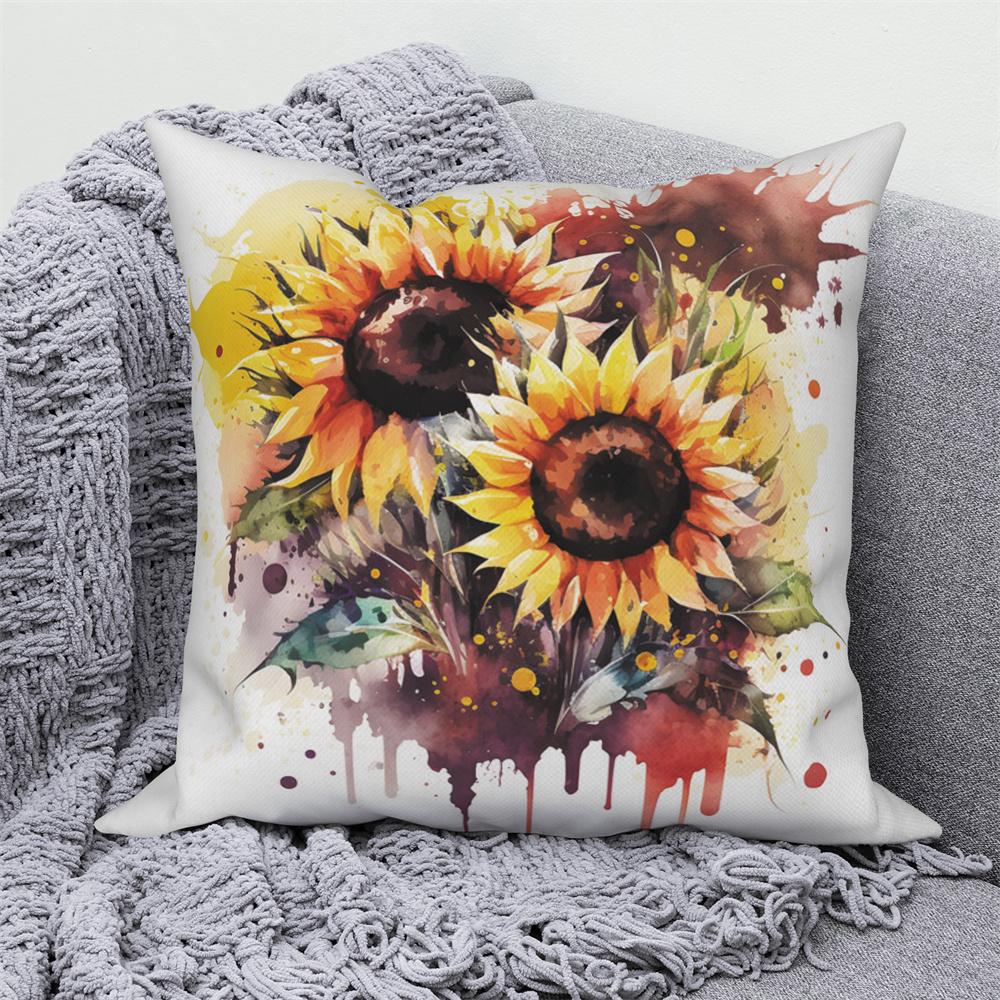 Sunflower Decorative Pillow Cover Cushion  Throw   for Sofa Car Living Room Decoration