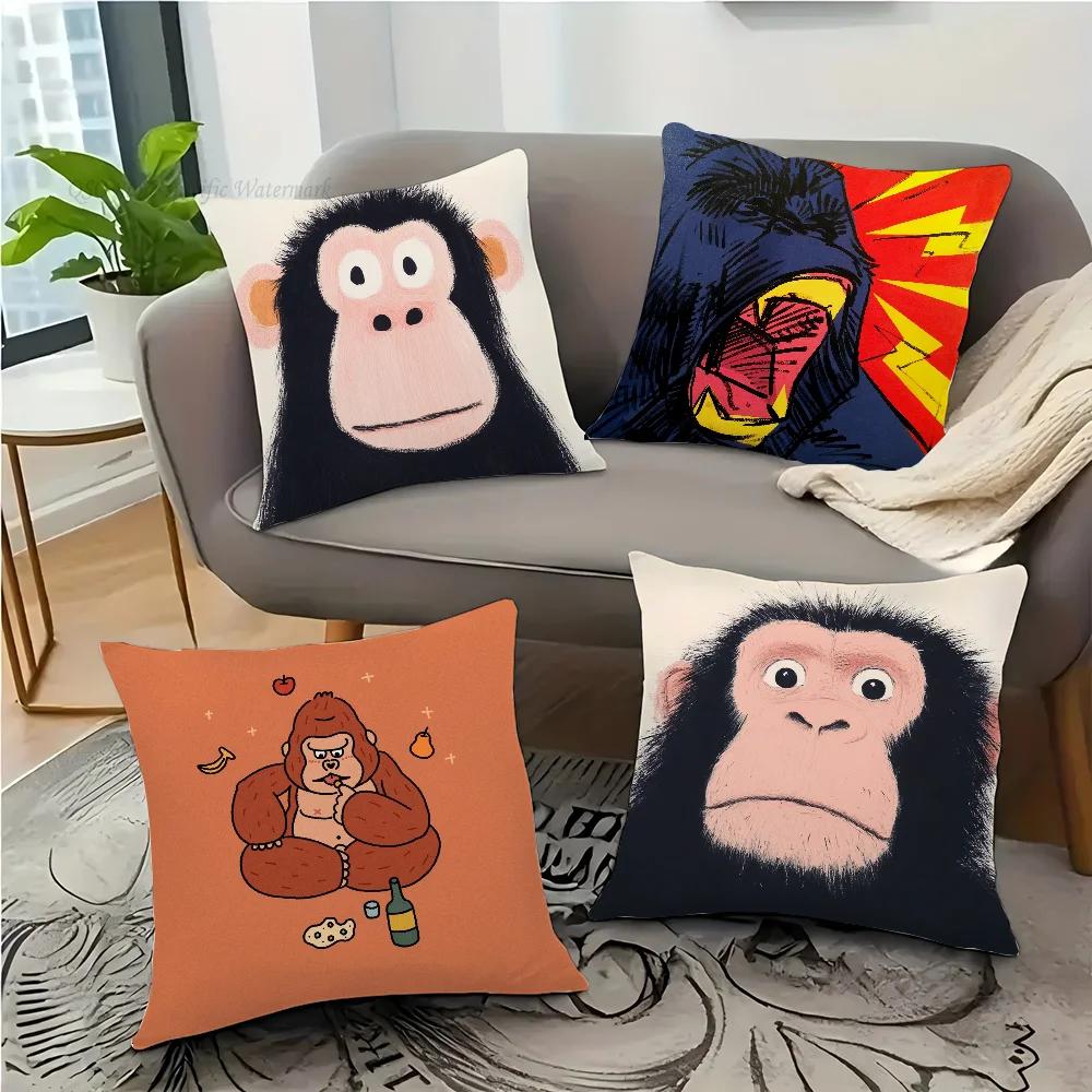G-Gorilla Creative Cartoon Animation Pillow Case Square Pillow Bedroom Sofa Leisure ComfortCar Living Room Home Decoration 40X40