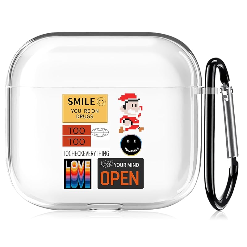 

AirPods 4 Case [2024 model] Fashionable cute fourth generation case South Korea Interesting sticker label type logo interesting clear Popularity